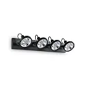 Applique et plafonnier GLIM 4 flammes GU10 IP20, noir , revêtement en poudre