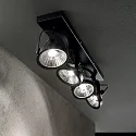 Ideal Lux Applique et plafonnier GLIM 4 flammes GU10 IP20, noir , revêtement en poudre