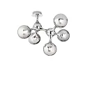 Luminaire de plafond NODI 5 flammes, rotatif E14 IP20, chrome, transparent