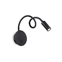 LED wall luminaire FOCUS-2, with Flex-Arm and switch, 3W 3000K 130lm, black