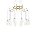 Luminaire à suspension KAROUSEL 10 flammes G9 IP20, laiton brossé, blanc opale