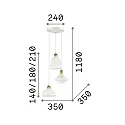 Ideal Lux Luminaire à suspension LUGANO 3 flammes E27 IP20, blanche, bruni