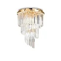 Ceiling luminaire CARLTON, 12 flames, Ø 50cm, E14, with octagon chains and chrystal rods, gold