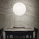 Pendant luminaire CARTA SP1, E27, matt white metal / shade in paper look