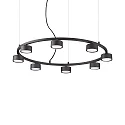 Luminaire à suspension MINOR ROUND 8 flammes GX53 IP20, noir , revêtement en poudre