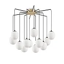 Luminaire à suspension RHAPSODY 12 flammes G9 IP20, laiton brossé, blanc opale, noir 