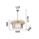 Ideal Lux Luminaire à suspension NABUCCO 12 flammes E14 IP20, or, transparent, allié