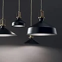 Ideal Lux Pendant luminaire ERIS-3, E27, metal / details in satined gold / fabric coated cable, black