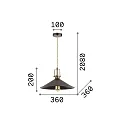 Ideal Lux Pendant luminaire ERIS-4, E27, metal / details in satined gold / fabric coated cable, black