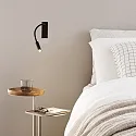 Ideal Lux wall luminaire IO with switch, with flex arm IP20, black