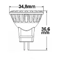 ISOLED Pin based LED reflector lamp MR11 diffuse, 12V AC / DC, G4, 2W 3000K 120lm 120°, not dimmable, matt