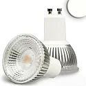 LED spot glass-COB, GU10, 6W 2700K 460lm 405cd 70°, dimmable, silver / clear structured