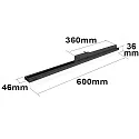 3-phase linear luminaire 60cm, suitable for offices, fixed optics, 20W 4000K 2400lm 110°, black