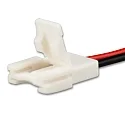 Clipped cable connection (max. 5A) for 2-pole IP20 LED strips (with 1cm width and pitch >0.8cm)