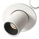 Recessed LED luminaire PIPE MiniAMP, IP40, Ø 5.2cm, 24V DC, rotatable and swivelling, dimmable, 3W 4000K 250lm 50°, white