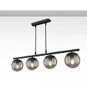 Luminaire à suspension SMOKY GLASS 4 flammes, rond E27 IP20, noir  gradable