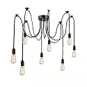 Luminaire à suspension SPIDER 1 8 flammes, rond, sans abat-jour E27 IP20, noir  gradable