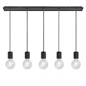Luminaire à suspension E27 SURFACE 5 flammes, langue, avec rosette E27 IP20, noir mat gradable