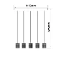 ISOLED Luminaire à suspension E27 SURFACE 5 flammes, langue, avec rosette E27 IP20, noir mat gradable