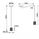 ISOLED Luminaire à suspension E27 SURFACE 5 flammes, langue, avec rosette E27 IP20, noir mat gradable