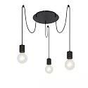 Luminaire à suspension E27 SURFACE 3 flammes, rond, avec crochet, avec rosette E27 IP20, noir mat gradable