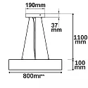 ISOLED pendant luminaire DN800 down, round IP20, black dimmable