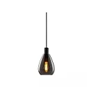Luminaire à suspension INFINITY SMOKY GLASS avec câble ouvert, 2 pôles E27 IP20, noir gradable