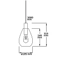 ISOLED Luminaire à suspension INFINITY SMOKY GLASS avec câble ouvert, 2 pôles E27 IP20, noir gradable