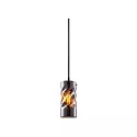 Luminaire à suspension INFINITY SMOKY CURLED GLASS cylindrique, avec câble ouvert, 2 pôles E27 IP20, noir gradable