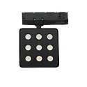 ISOLED 3-phase spot MATRIX DALI square, UGR < 19, with lens optics, on/off, cardanic swivelling IP20, black dimmable