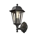 Konstsmide Wall luminaire, 1-flame aufwärts BIG, IP23, E27 max. 60W, E27 max. 60W, black aluminium / clear glass