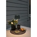 Konstsmide battery table lamp CAPRI IP54, green, grey dimmable