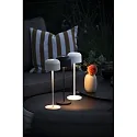 Lampe de table à accu LILLE avec connexion USB, avec variateur tactile IP54, couleur sable gradable
