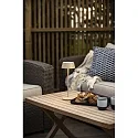 Konstsmide battery table lamp MENTON USB IP54, sand coloured, lacquered dimmable