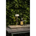 Konstsmide battery table lamp MENTON USB IP54, sand coloured, lacquered dimmable
