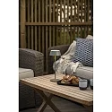Konstsmide battery table lamp MENTON USB IP54, green, grey, lacquered dimmable