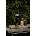 Konstsmide battery table lamp MENTON USB IP54, green, grey, lacquered dimmable