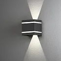 LED outdoor wall luminaire CREMONA, 2 FX-stripes + light beam, 3W 3000K 360lm, anthracite alu / clear glass / frosted acrylic