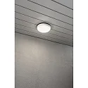 Outdoor LED wall or ceiling luminaire CESENA, IP54, round, 10W 3000K 900lm, white aluminium / opal acrylic glass