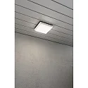 Outdoor LED wall or ceiling luminaire CESENA, IP54, angular, 10W 3000K 900lm, white aluminium / opal acrylic glass