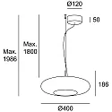 LEDS C4 Luminaire à suspension PLAT SURFACE (PHASE) avec abat-jour, CCT Switch, réglable, avec diffuseur IP20, noir gradable