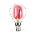Decorative LED drop shape filament lamp P45, E14, 4W red / clear