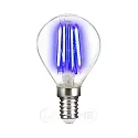Decorative LED drop shape filament lamp P45, E14, 4W blue / clear