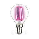 Decorative LED drop shape filament lamp P45, E14, 4W pink / clear