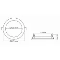 Downlight encastrable LED PANEL FLAT 130 R 350MA IP44 rond, bloc d'alimentation exclusif IP44, blanche gradable