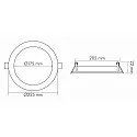 Downlight encastrable LED PANEL FLAT 175 R 350MA IP44 rond, bloc d'alimentation exclusif IP44, blanche gradable