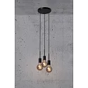 Luminaire à suspension PACO 3 flammes E27 IP20, mat, noir 