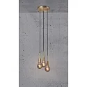 Luminaire à suspension PACO 3 flammes E27 IP20, mat, laiton, noir 