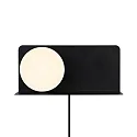 Nordlux wall luminaire LILIBETH with switch, with shelf, ball shaped, with lamp socket E14 IP20, black matt 