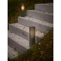 Nordlux bollard light SIDARA 45 square, perforated, sea-air resistant, with lamp socket E27 IP44, seaside anthracite